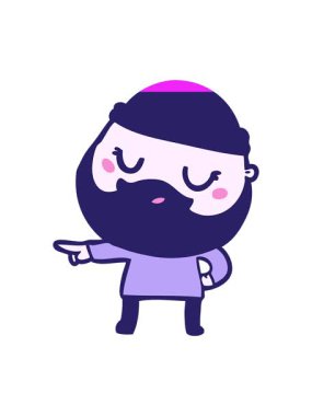 Sakallı sevimli çizgi film adamının animasyonunu canlandırın.