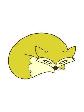 Çizgi film kıvrılmış tilkinin renk animasyonu değişiyor