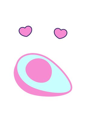 Bir avokado çizgi filminin dönen kalp animasyonu