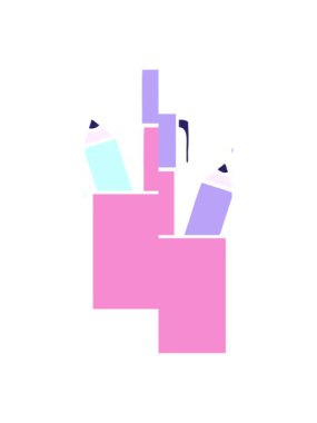 Bir kalem saksısı simgesinin düz simgesinin bölünme hareketi canlandırması