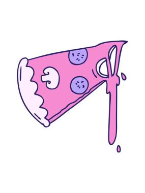 Bir dilim pizza karikatürünün titreyen hareketi.