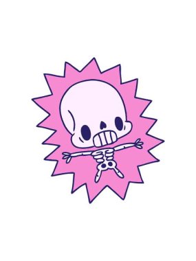 Çizgi film illüstrasyonu kawaii elektrik iskeletinin basınçlı animasyonu