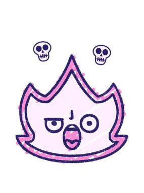 dönen kafatası animasyonu Alev Karakteri Tebeşir Çizimi