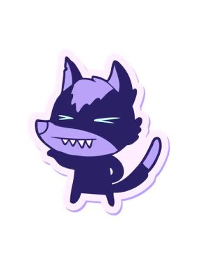 Kızgın kurt çizgi film çıkartmasının titreyen hareketi.