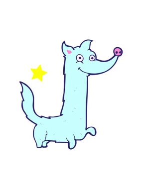 Parıldayan yıldızlar mutlu bir köpeğin canlandırmasını etkiler.