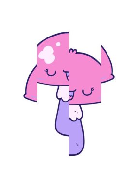 Karikatür mantarının bölünmüş hareket animasyonu