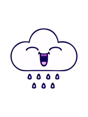 Bir yağmur bulutunun gölgeli çizgi filminin neon ışık efekti animasyonu