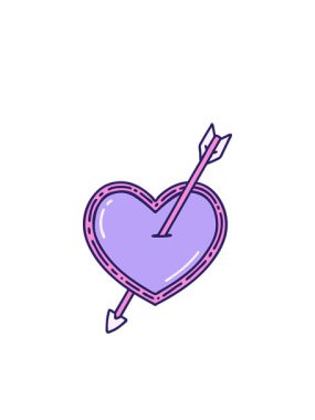 Yanıp sönen radyal çizgiler ikonik dövme stili bir ok ve kalbin karalaması.