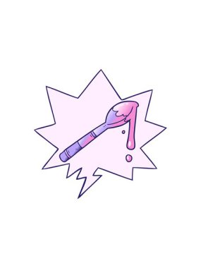 Yıldız patlaması etkisi çizgi film animasyonu. Bir kaşık dolusu bal. Konuşma baloncuğu yumuşak eğimli.