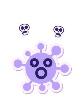 Şok olmuş virüs çıkartmasının kafatası animasyonu