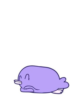 Karnının üzerinde uzanan penguen animasyonunu genişletiyor