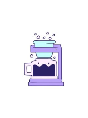 Çizgi film filtresi kahve makinesinin satış animasyonu