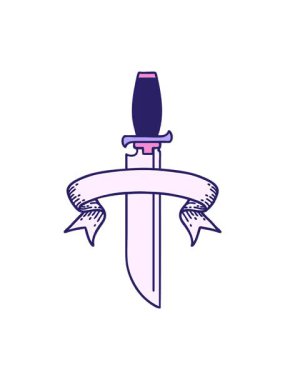 Bıçak sancağıyla geleneksel dövmenin dönen hareketli animasyonu