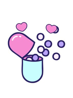 Retro Dövme Biçiminin dönen kalp animasyonu tıbbi kapsül haplarını patlattı