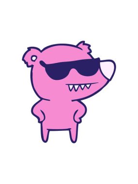 Güneş gözlüklü ayı çizgi filminin kalçaları üzerinde basınçlı animasyonu