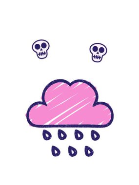 Yağmur Bulutu Tebeşiri Çiziminin kafatası animasyonu