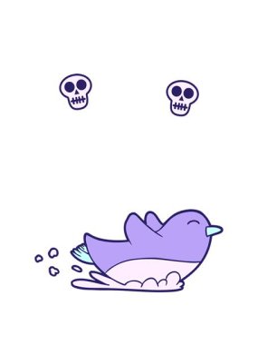 Çizgi film penguen kaymasının kafatası animasyonu