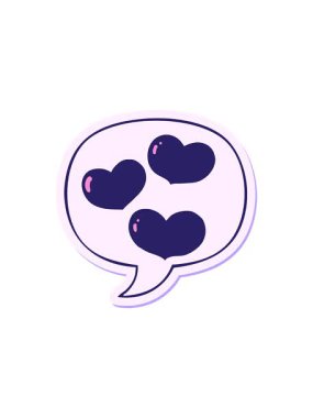 Radyoaktif parlayan çizgi film aşk kalplerinin konuşma kabarcığı yapıştırmalı animasyonu