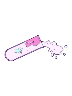 çizgi film test tüpünün dökülmesinin hareketli animasyonu