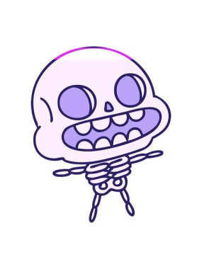 Mutlu bir cadılar bayramı iskeletinin çizgi filmini canlandırın.