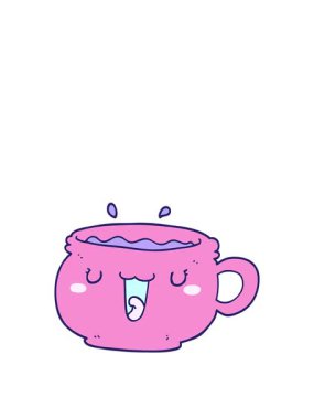 Tatlı çizgi film kahve fincanının zıplama hareketi animasyonu