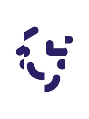 Basit kaldırılmış kaş yüz simgesinin bölünen hareket canlandırması