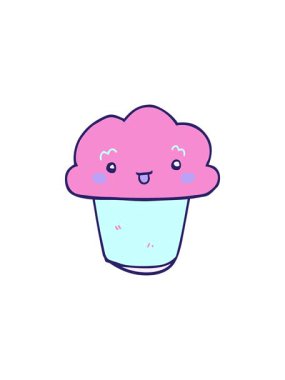 Yüzü olan eğlenceli çizgi film kekinin hareketli animasyonu