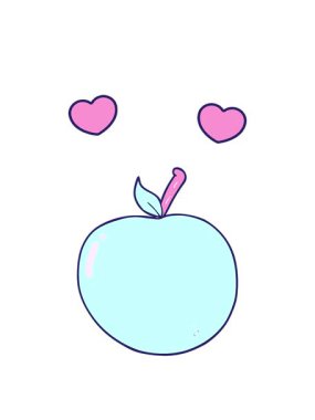 karikatür elma imajının dönen kalp animasyonu