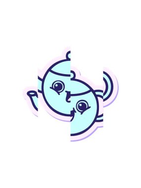 Tatlı bir karikatür çaydanlığının çıkartmasının hareketli animasyonu