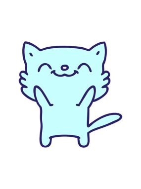 Mutlu küçük bir kedinin çizgi filminin animasyonu.