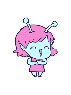 Mutlu uzaylı kızın titreşimli animasyonu.