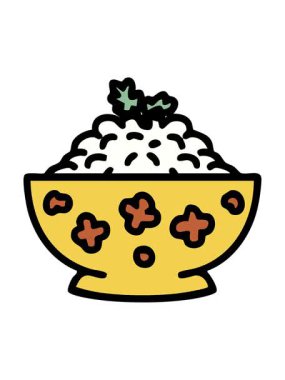 Japon pirincinin desenli kasede hareketli animasyonu