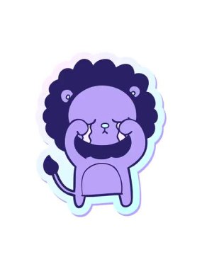 Ağlayan bir çizgi film aslanının çıkartmasının canlandırma efekti