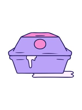 El çizimi çizgi film karikatürünün animasyonunu aç. Hamburger konteynırının karalaması.