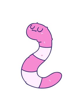 Titrek hareketli el animasyonu çizilmiş tuhaf çizgi film solucanı.