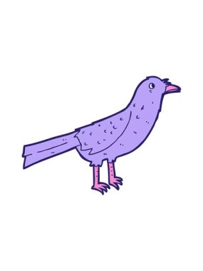 Sevimli çizgi film karakteri kuşunun hareketli animasyonu