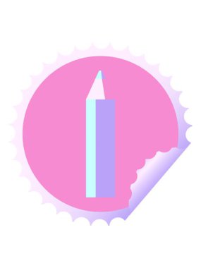 Mavi renkli kalem grafik illüstrasyon yuvarlak etiket pulunu salla ve duraklat