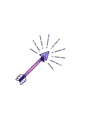 Geleneksel dövme stili eski çakmaktaşı ucu okunun yatay titreşimli canlandırması