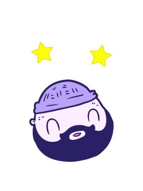 dönen yıldızlar sakallı çizgi film suratının animasyonu