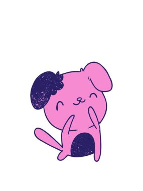 Sevimli bir köpeğin çizgi film çizimi olan kawaii 'nin animasyonunu genişletiyorum.