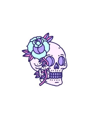 Kafatası ve gül desenli dövmenin satış animasyonu