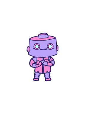 Çizgi film robot imajının gösterişli satış animasyonu