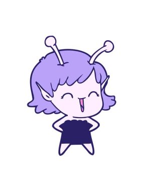 Uzaylı kızın gülüşünü gösteren hareketli çizgi film.