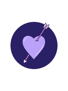 Bir ok ve kalbin ikonik görüntüsünün yıldız patlaması etkisi animasyonu