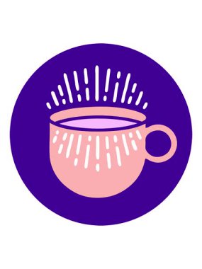 Parlak renkli kahve fincanının neon ışık efekti canlandırması