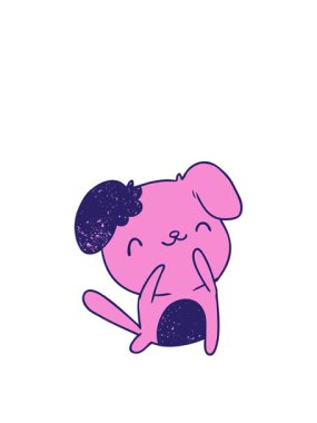 Tatlı bir köpeğin dokulu çizgi film çizimi olan kawaii 'nin zıplama hareketi animasyonu