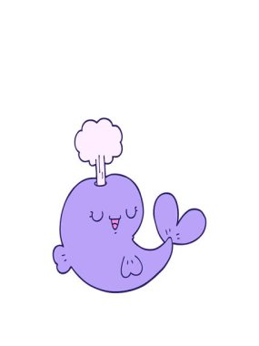 Çizgi film animasyonunu genişletiyorum. Bir balinanın sevimli çizimi.