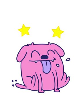 dönen yıldızların serbest piyasa animasyonu eğlenceli kawaii köpeğinin karikatürü