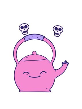 dönen kafatasları çaydanlık çiziminin animasyonu