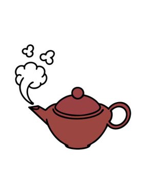 Buharı tüten sıcak Japon çay illüstrasyonunun basınçlı animasyonu